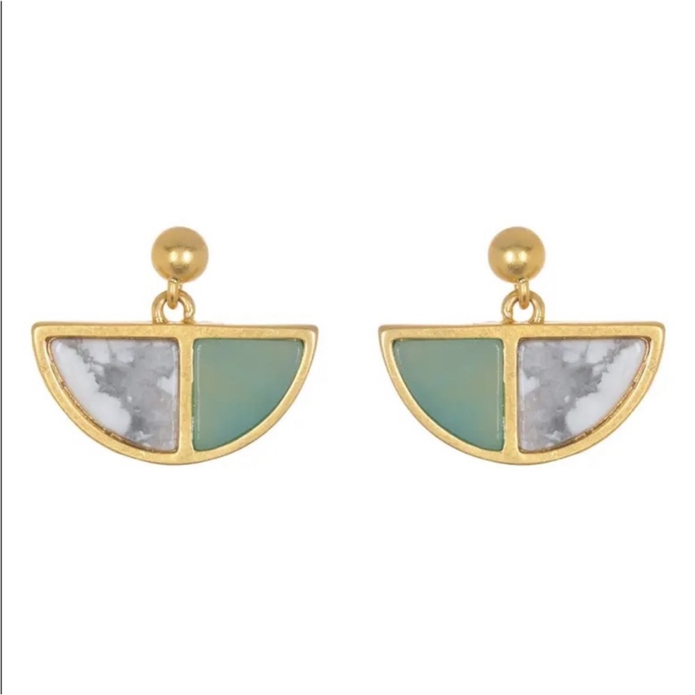 New Madewell Patchwork half circle stone earrings in Gold